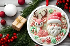 Round Christmas Ornament Sublimation|Clipart Product Image 1