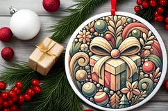 Round Christmas Ornament Sublimation|Clipart Product Image 2
