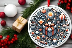 Round Christmas Ornament Sublimation|Clipart Product Image 2