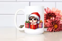Expressive Japanese Chin with Santa Hat PNG Product Image 2