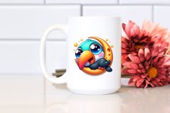Colorful Cartoon Baby Toucan on Moon | Sublimation | Clipart Product Image 2