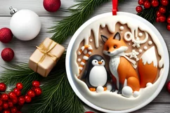 Round Christmas Ornament Sublimation|Clipart Product Image 2