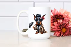 Confused Doberman Pinscher Caricature-Like with Raincoat Product Image 2