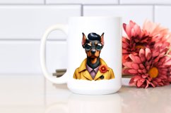 Confused Doberman Pinscher Caricature-Like with Raincoat Product Image 2