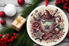 Round Christmas Ornament Sublimation|Clipart Product Image 1