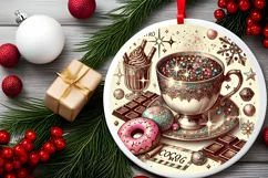 Round Christmas Ornament Sublimation|Clipart Product Image 1