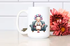 Watercolor Lady Couch Hair Curlers Mug Product Image 2