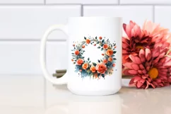 Vibrant Orange Rose Wreath | Sublimation | Clipart Product Image 2