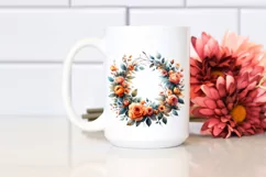 Vibrant Orange Rose Wreath | Sublimation | Clipart Product Image 2