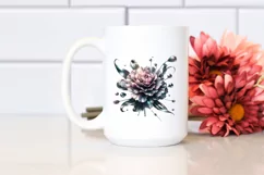 A Shiny Carnation Clipart with Watercolor Splash Product Image 2
