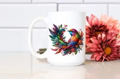 Abstract Vibrant Bird with Plant Leaves PNG Product Image 2