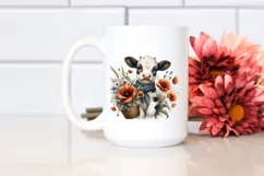 Detailed Boho Cow Basket Poppy | Clipart Product Image 2