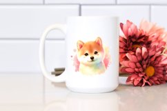 Cute Pastel Shiba Inu Watercolor Clipart Product Image 2