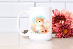 Cute Pastel Shiba Inu Watercolor Clipart Product Image 2
