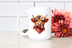 Highland Cow with Bandana and Daisy | Sublimation | Clipart Product Image 2