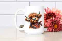 Highland Cow with Bandana and Daisy | Sublimation | Clipart Product Image 2