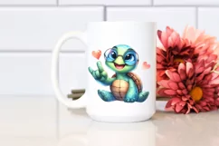Vibrant Turtle Portrait Love Sign Clipart Product Image 2