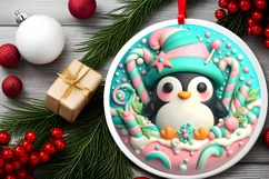 Round Christmas Ornament Sublimation|Clipart Product Image 2