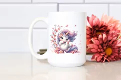 Cute Baby Unicorn Spring Petals | Clipart Product Image 2
