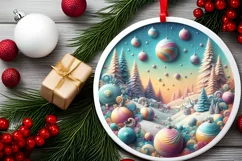 Round Christmas Ornament Sublimation|Clipart Product Image 2