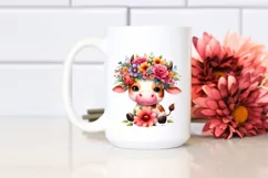 Cute Cow with Flower Crown PNG Product Image 2