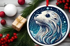 Round Christmas Ornament Sublimation|Clipart Product Image 2