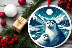 Round Christmas Ornament Sublimation|Clipart Product Image 2