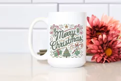 Retro Merry Christmas Clipart PNG Product Image 2