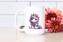 Cute Baby Unicorn Watercolor Pastell Clipart Product Image 2
