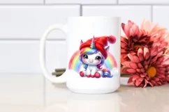 Cute Baby Unicorn Red Hat | Sublimation | Clipart Product Image 2