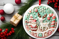 Round Christmas Ornament Sublimation|Clipart Product Image 1