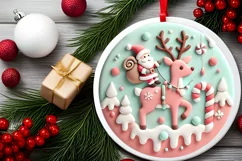 Round Christmas Ornament Sublimation|Clipart Product Image 1