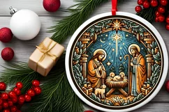 Round Christmas Ornament Sublimation|Clipart Product Image 2