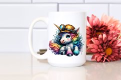 colorful Baby Unicorn with Miner&#039;s Helmet Product Image 2