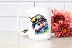 colorful Baby Unicorn with Miner's Helmet Product Image 2