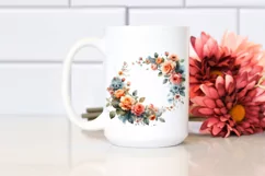Watercolor Wash Floral Frame Orange Roses Product Image 2