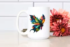 Abstract Butterfly with Plant Leaves, PNG Product Image 2