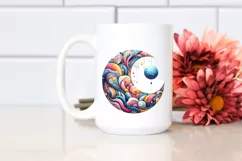Colorful Wimsical Moon Watercolor Clipart Product Image 2