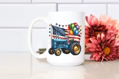 Vintage Tractor Balloons USA Flags | Summer Clipart Product Image 2