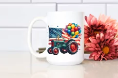 Vintage Tractor Balloons USA Flags | Summer Clipart Product Image 2
