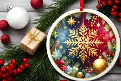 Round Christmas Ornament Sublimation|Clipart Product Image 2