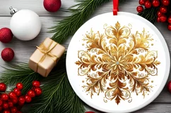 Snow Flake Christmas Round Cute Ornament Sublimation Product Image 1