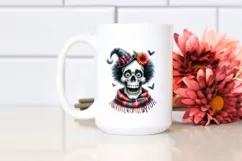 Funny Watercolor Halloween Skull with Goofy Smile | Clipart Product Image 2