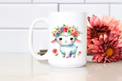 Cartoon Lamb Flower Crown Clipart Product Image 2