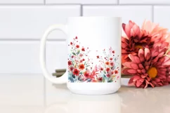 Red Flowers Abstract Watercolor Clipart Product Image 2