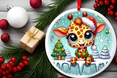 Round Christmas Ornament Sublimation|Clipart Product Image 1