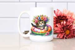 Watercolor Young Kitten with Flowers | Sublimation | Clipart Product Image 2