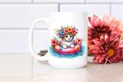 Watercolor Young Kitten with Flowers | Sublimation | Clipart Product Image 2