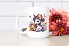 colorful Baby Unicorn with Cowboy Hat Product Image 2