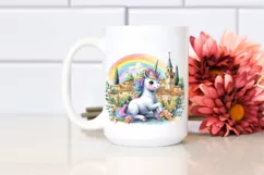 colorful Baby Unicorn with Provencal Town Product Image 2